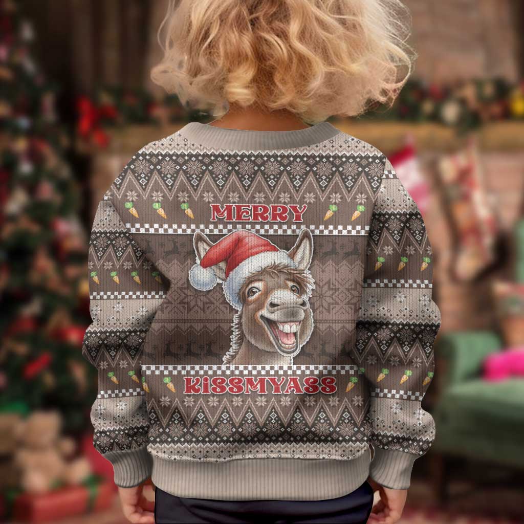 Donkey Christmas Kid Ugly Christmas Sweater Merry Kiss My Ass - Wonder Print Shop