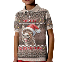 Donkey Christmas Kid Polo Shirt Merry Kiss My Ass - Wonder Print Shop