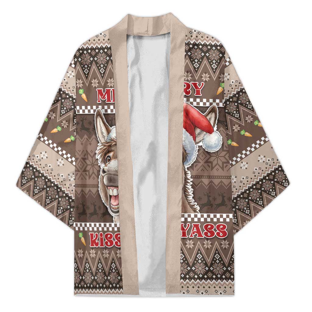 Donkey Christmas Kimono Merry Kiss My Ass - Wonder Print Shop