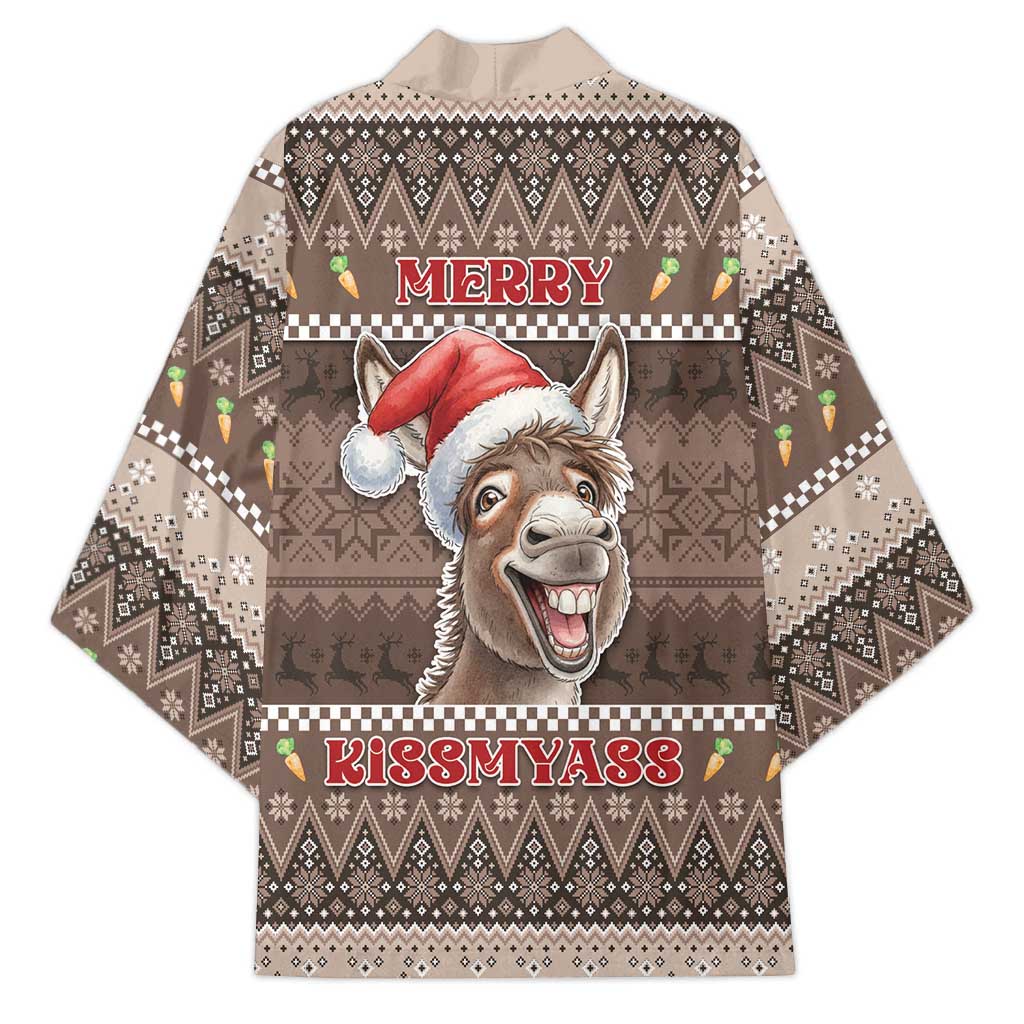 Donkey Christmas Kimono Merry Kiss My Ass - Wonder Print Shop