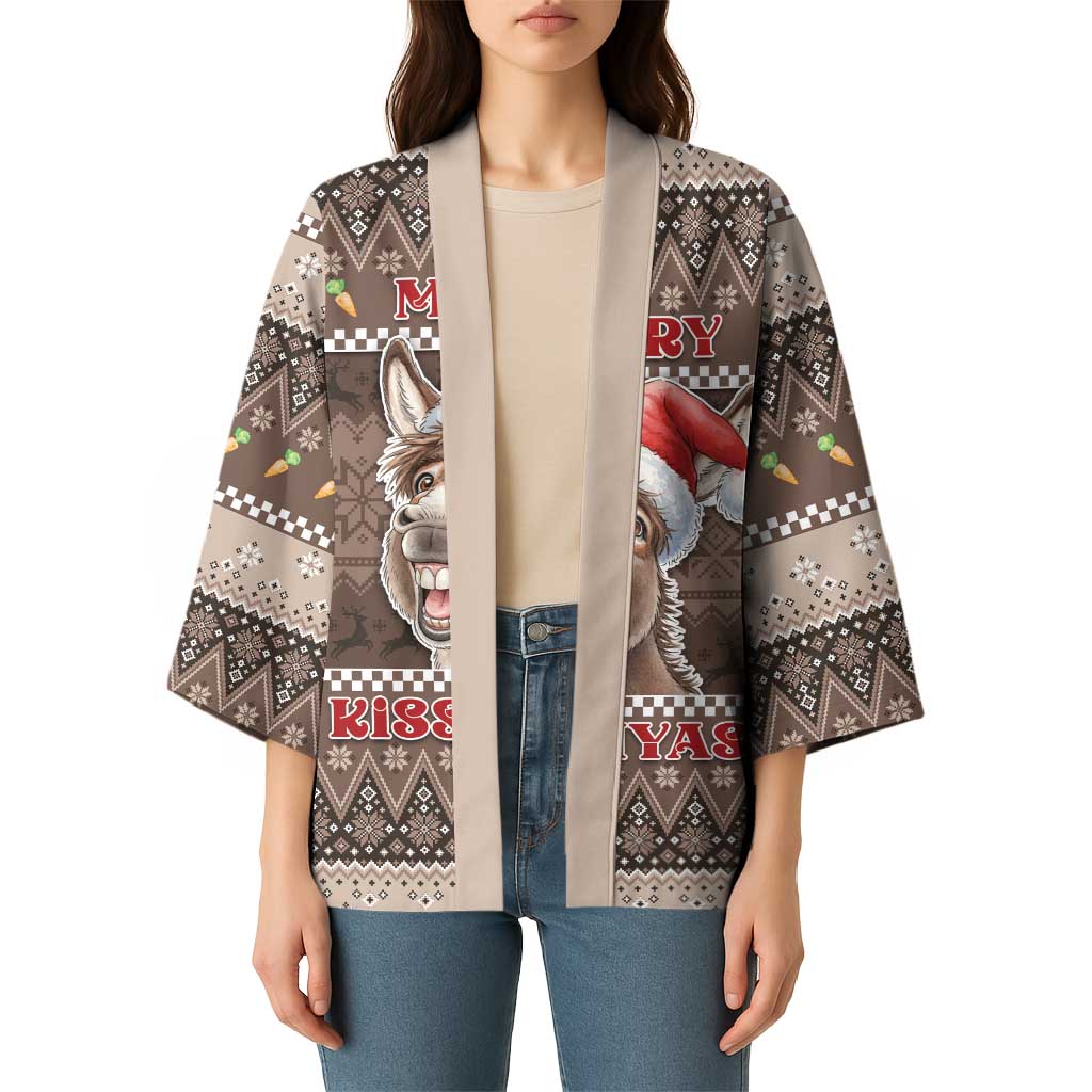 Donkey Christmas Kimono Merry Kiss My Ass - Wonder Print Shop