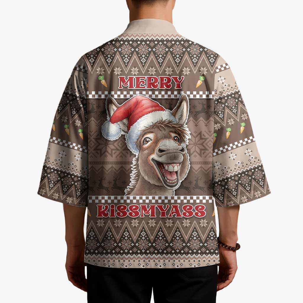 Donkey Christmas Kimono Merry Kiss My Ass - Wonder Print Shop