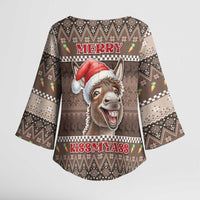 Donkey Christmas Kimono Sleeve Blouse Merry Kiss My Ass - Wonder Print Shop