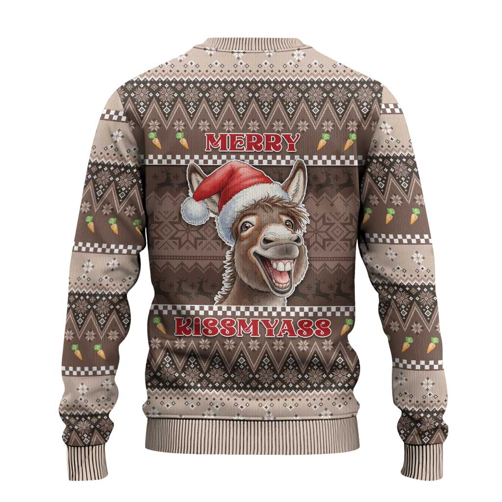 Donkey Christmas Ugly Christmas Sweater Merry Kiss My Ass - Wonder Print Shop