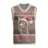 Donkey Christmas Knitted V-Neck Vest Merry Kiss My Ass - Wonder Print Shop