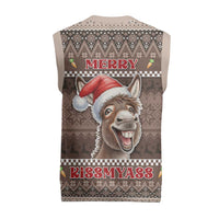 Donkey Christmas Knitted V-Neck Vest Merry Kiss My Ass - Wonder Print Shop