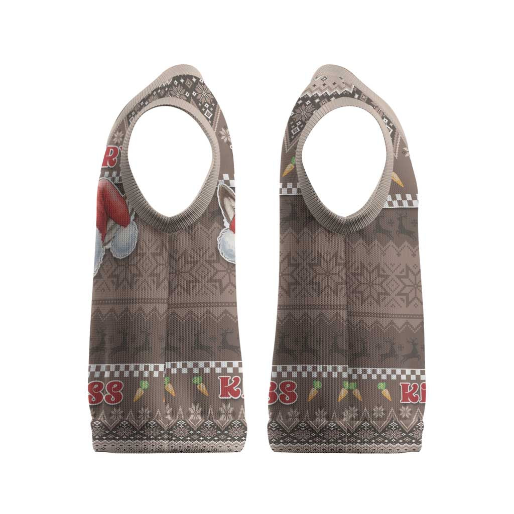 Donkey Christmas Knitted V-Neck Vest Merry Kiss My Ass - Wonder Print Shop