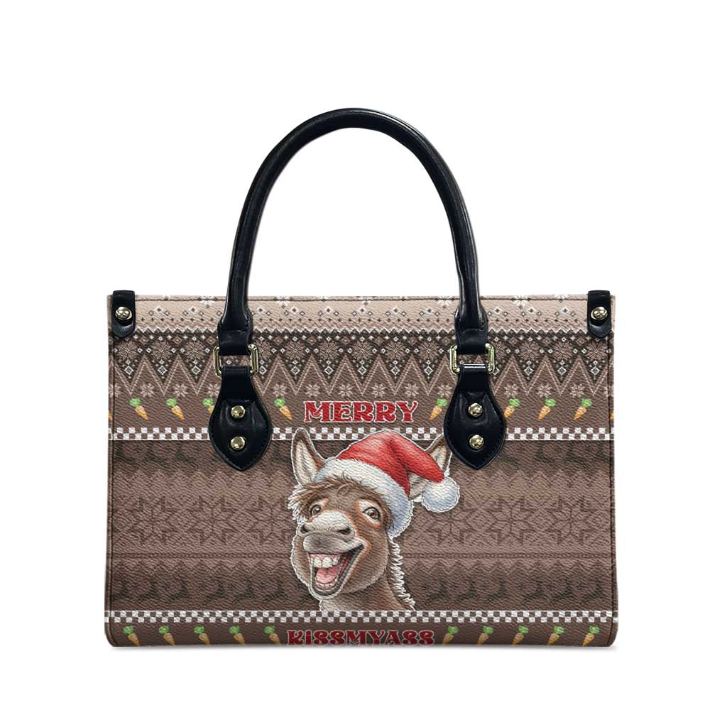 Donkey Christmas Leather Bag Merry Kiss My Ass - Wonder Print Shop