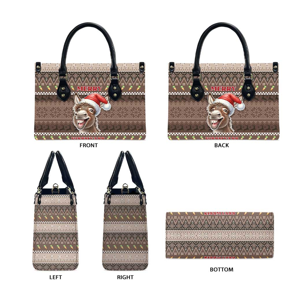 Donkey Christmas Leather Bag Merry Kiss My Ass - Wonder Print Shop