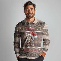 Donkey Christmas Long Sleeve Polo Shirt Merry Kiss My Ass - Wonder Print Shop