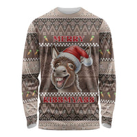 Donkey Christmas Long Sleeve Shirt Merry Kiss My Ass - Wonder Print Shop