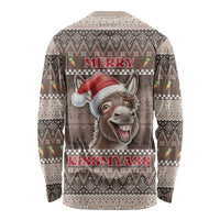 Donkey Christmas Long Sleeve Shirt Merry Kiss My Ass - Wonder Print Shop