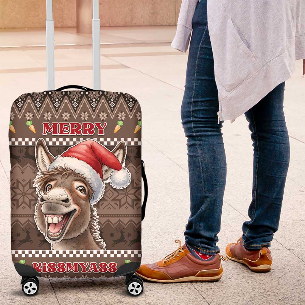 Donkey Christmas Luggage Cover Merry Kiss My Ass - Wonder Print Shop
