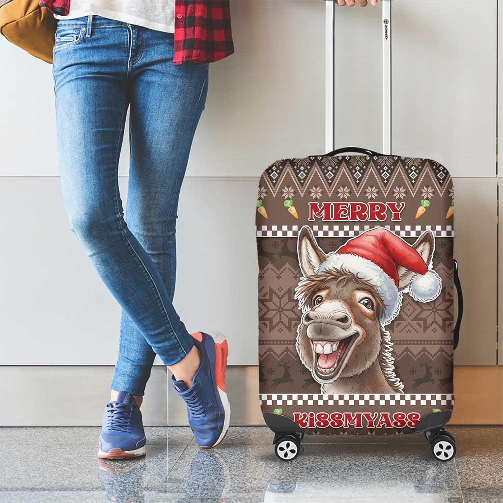 Donkey Christmas Luggage Cover Merry Kiss My Ass - Wonder Print Shop