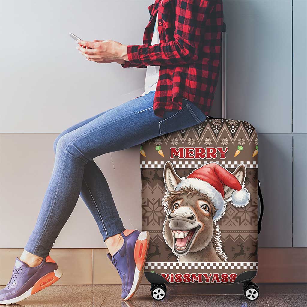Donkey Christmas Luggage Cover Merry Kiss My Ass - Wonder Print Shop