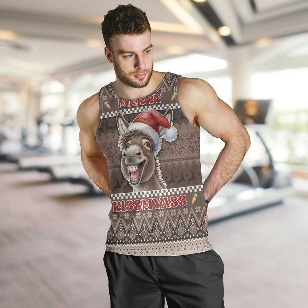 Donkey Christmas Men Tank Top Merry Kiss My Ass - Wonder Print Shop
