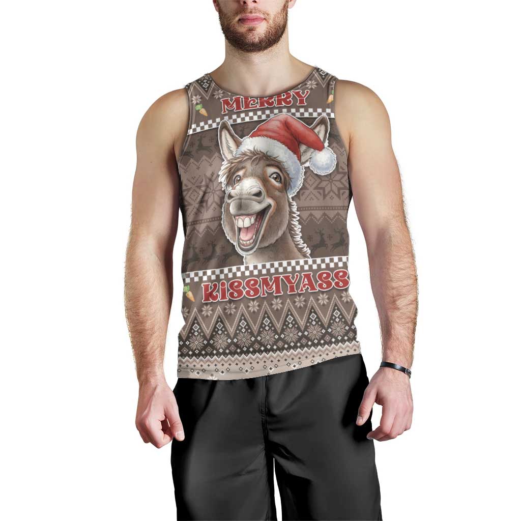 Donkey Christmas Men Tank Top Merry Kiss My Ass - Wonder Print Shop