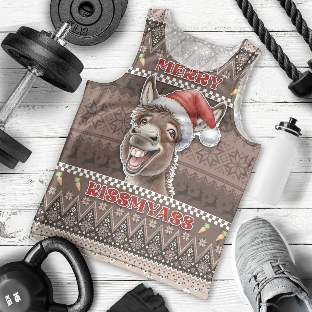Donkey Christmas Men Tank Top Merry Kiss My Ass - Wonder Print Shop
