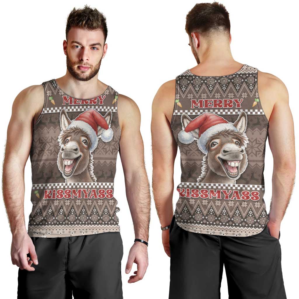 Donkey Christmas Men Tank Top Merry Kiss My Ass - Wonder Print Shop