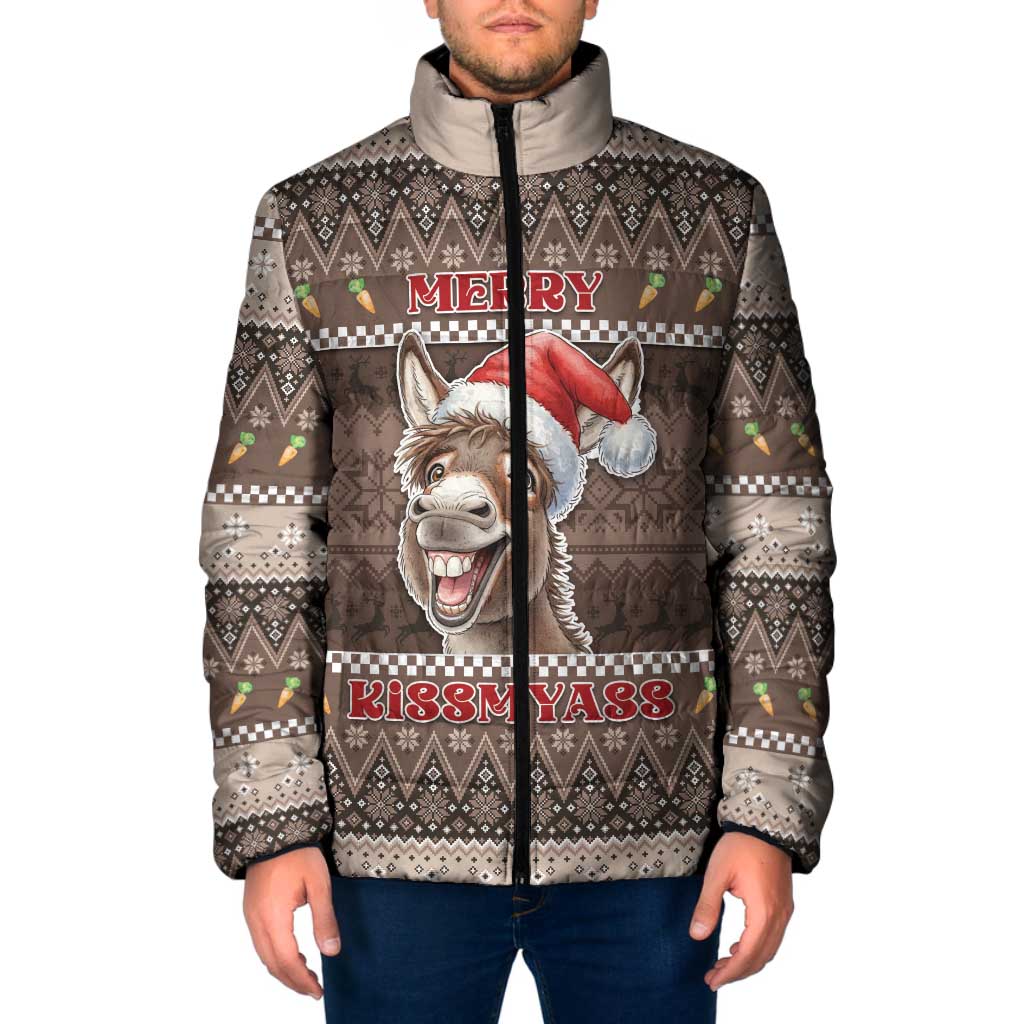 Donkey Christmas Padded Jacket Merry Kiss My Ass - Wonder Print Shop