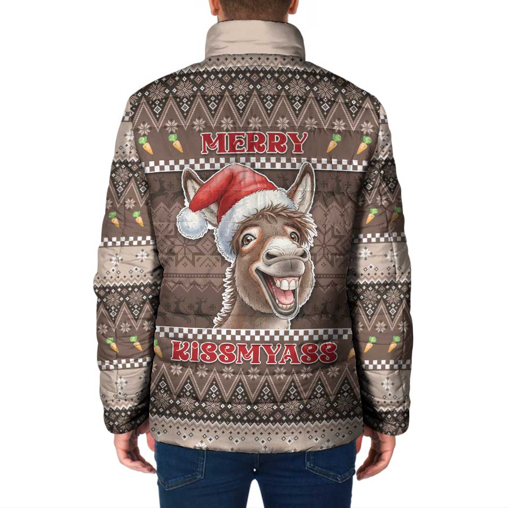Donkey Christmas Padded Jacket Merry Kiss My Ass - Wonder Print Shop