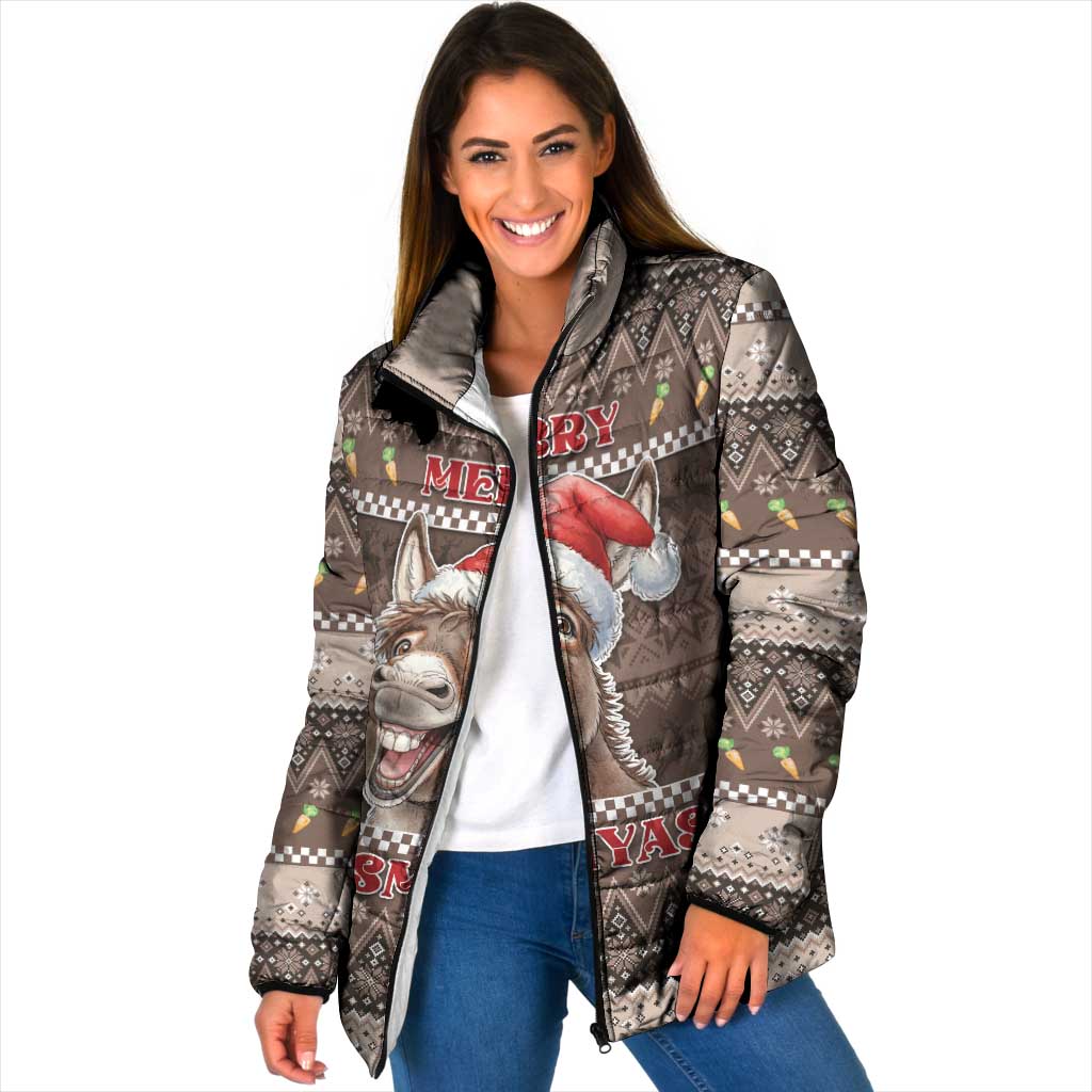 Donkey Christmas Padded Jacket Merry Kiss My Ass - Wonder Print Shop