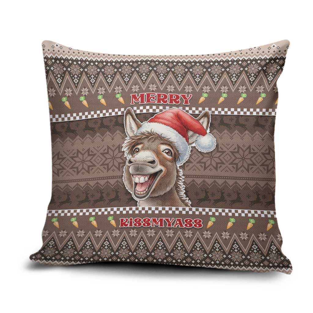 Donkey Christmas Pillow Cover Merry Kiss My Ass - Wonder Print Shop