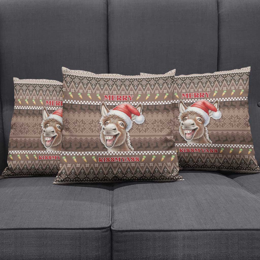 Donkey Christmas Pillow Cover Merry Kiss My Ass - Wonder Print Shop