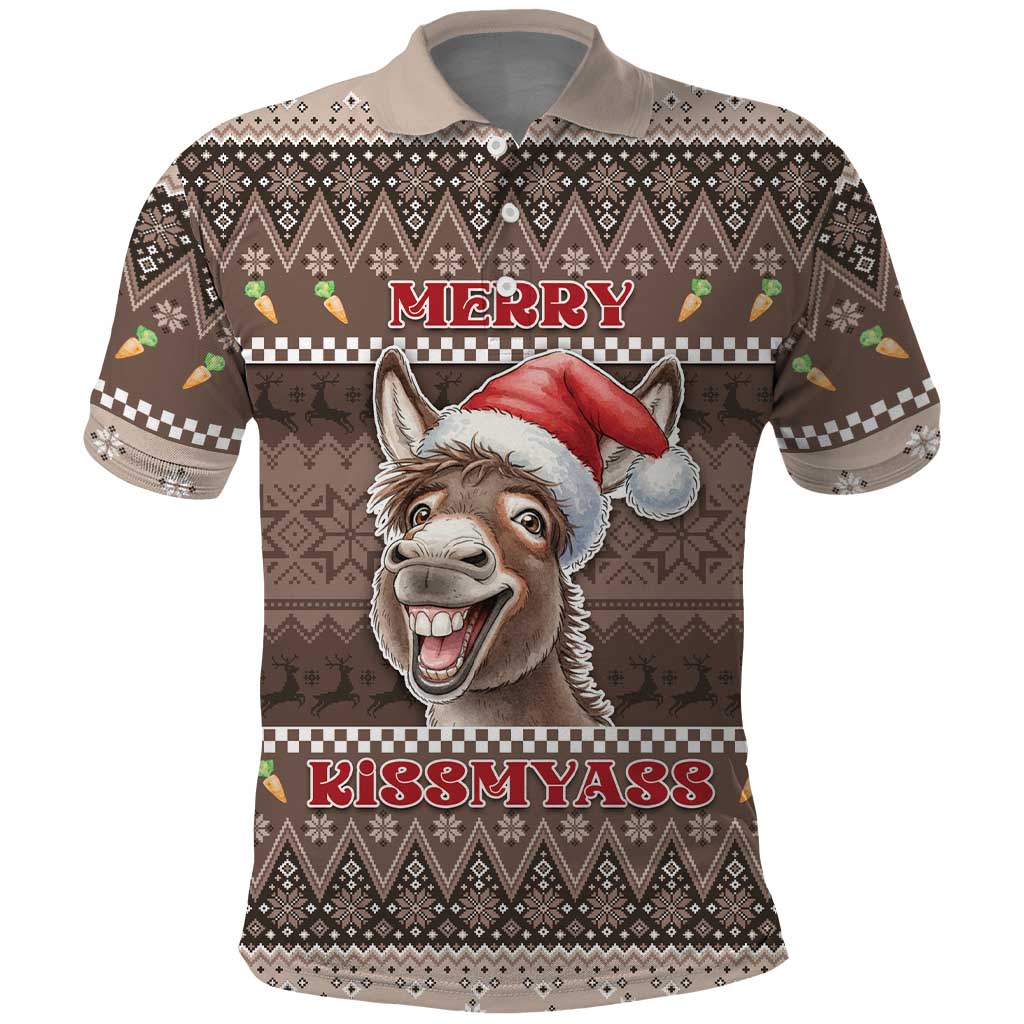 Donkey Christmas Polo Shirt Merry Kiss My Ass - Wonder Print Shop