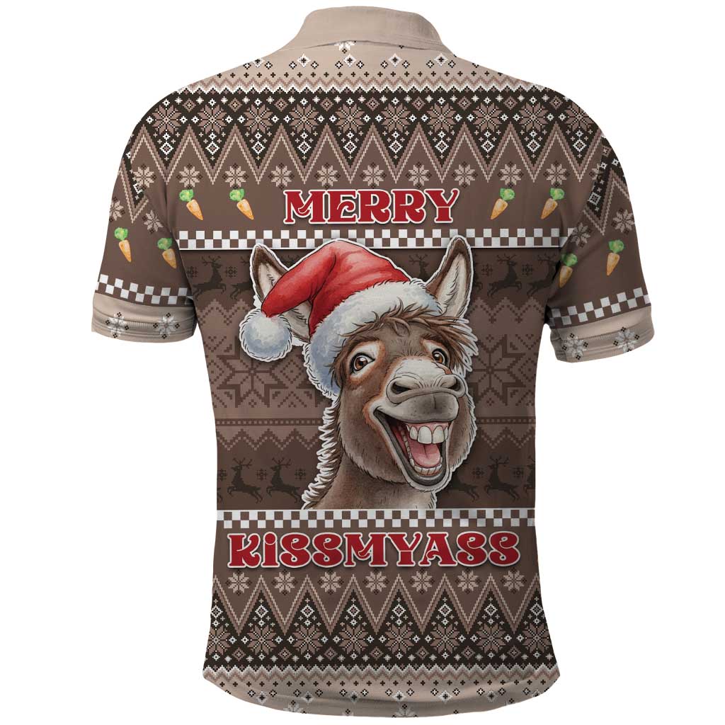 Donkey Christmas Polo Shirt Merry Kiss My Ass - Wonder Print Shop