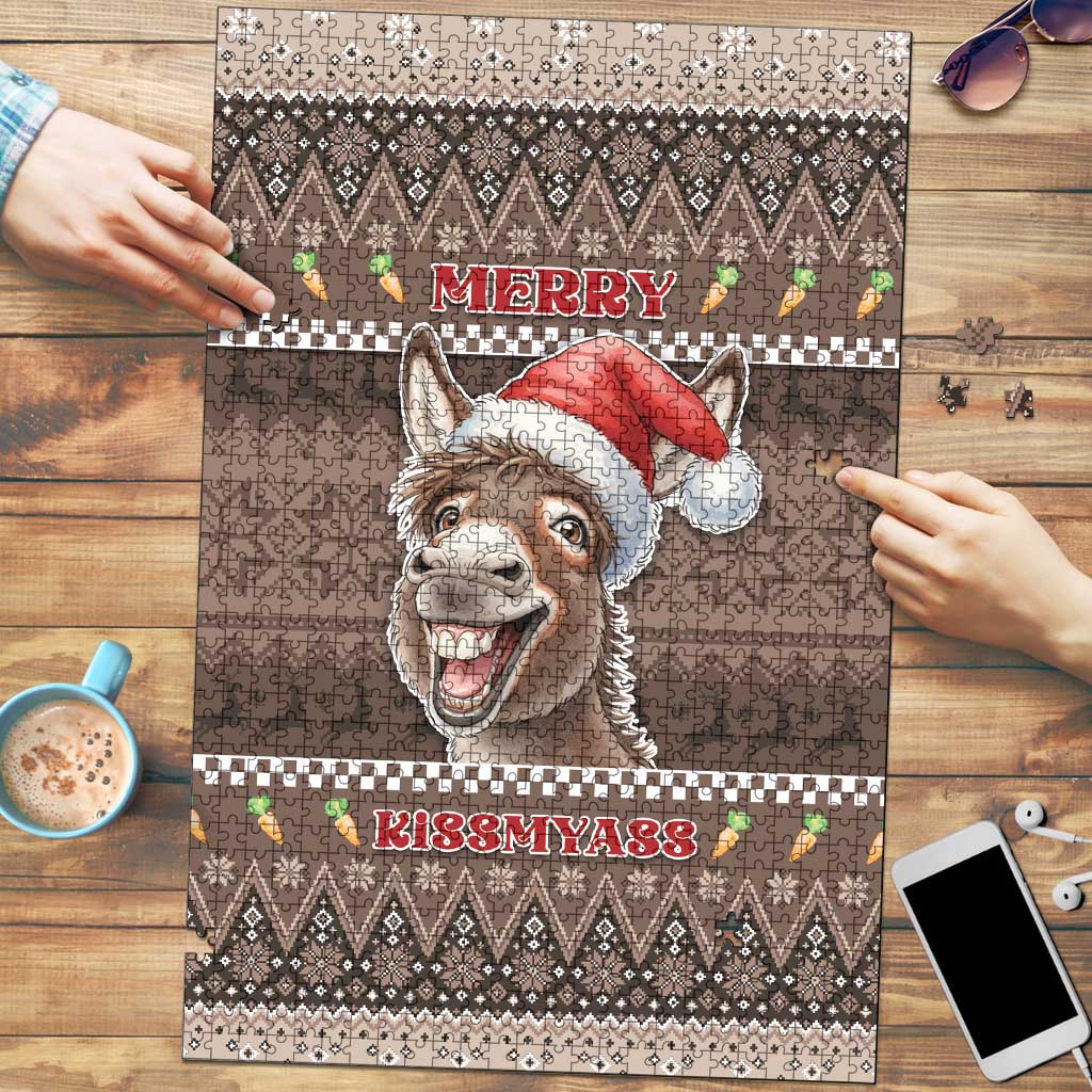 Donkey Christmas Puzzle Merry Kiss My Ass - Wonder Print Shop