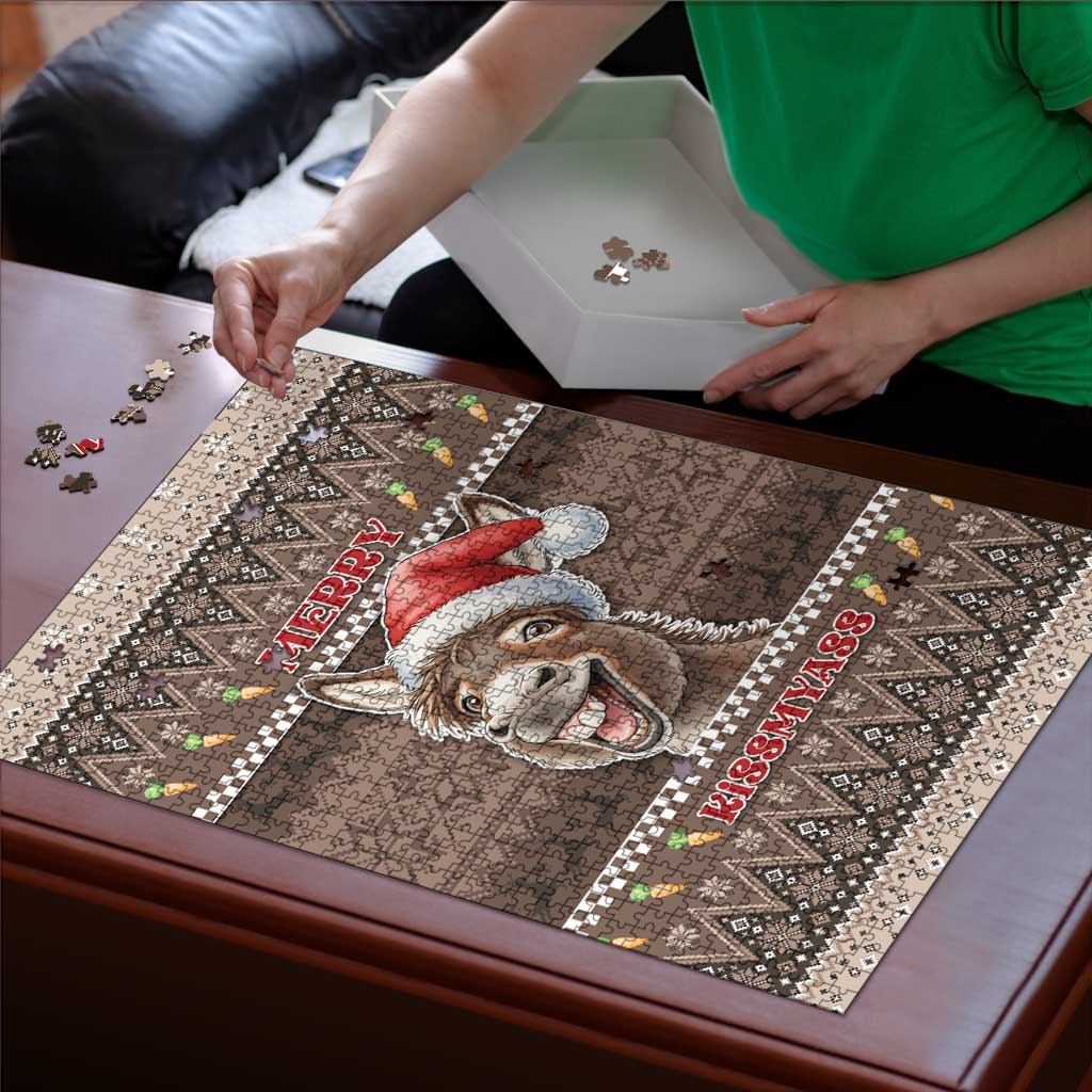 Donkey Christmas Puzzle Merry Kiss My Ass - Wonder Print Shop