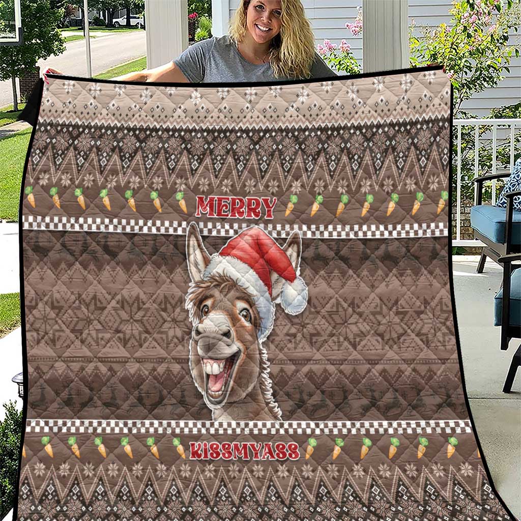 Donkey Christmas Quilt Merry Kiss My Ass - Wonder Print Shop
