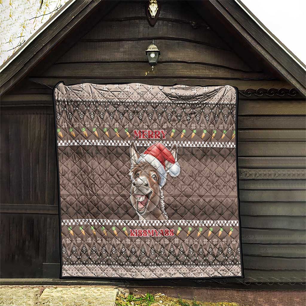 Donkey Christmas Quilt Merry Kiss My Ass - Wonder Print Shop