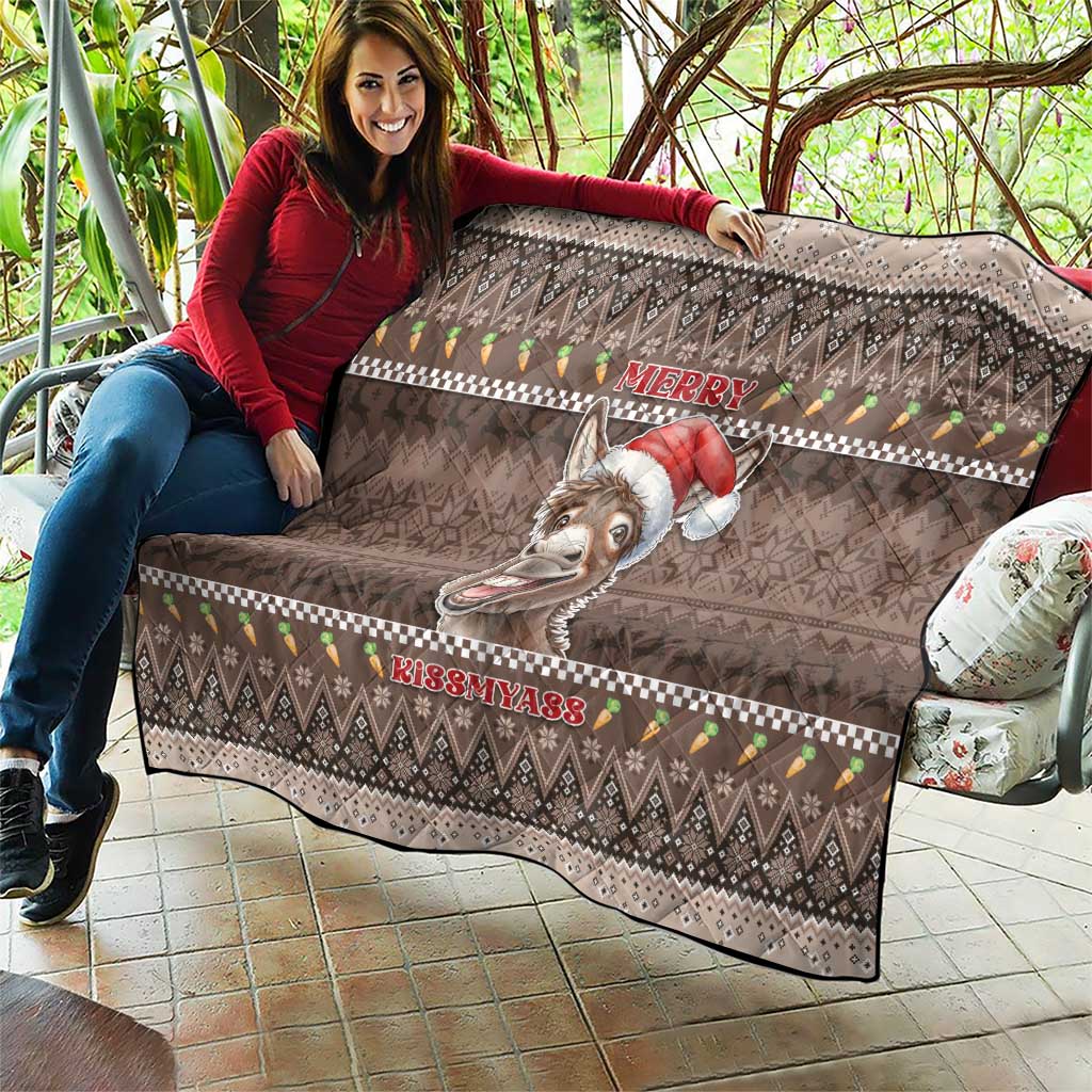 Donkey Christmas Quilt Merry Kiss My Ass - Wonder Print Shop
