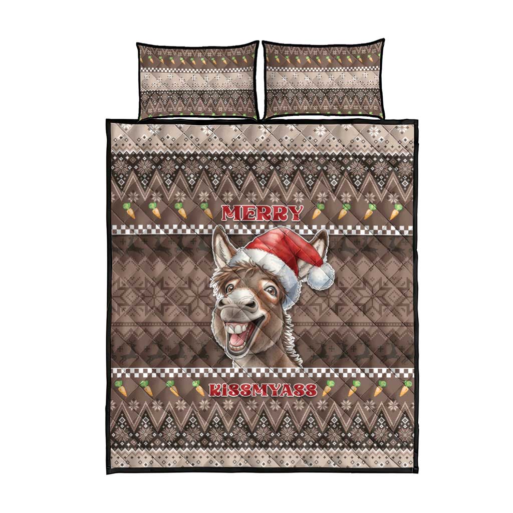 Donkey Christmas Quilt Bed Set Merry Kiss My Ass - Wonder Print Shop