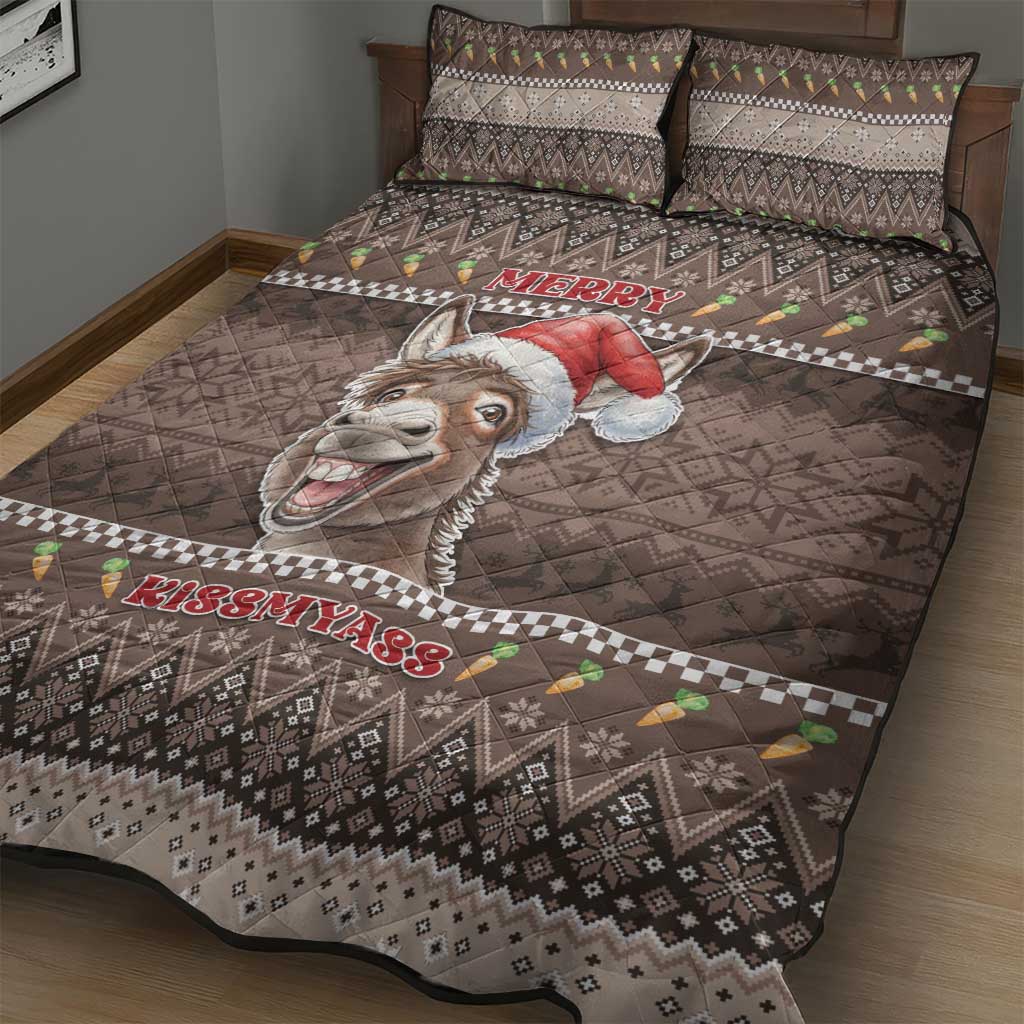 Donkey Christmas Quilt Bed Set Merry Kiss My Ass - Wonder Print Shop