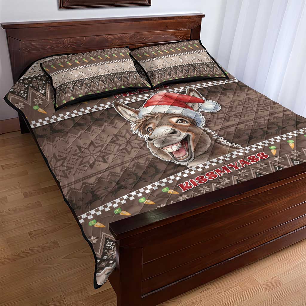 Donkey Christmas Quilt Bed Set Merry Kiss My Ass - Wonder Print Shop