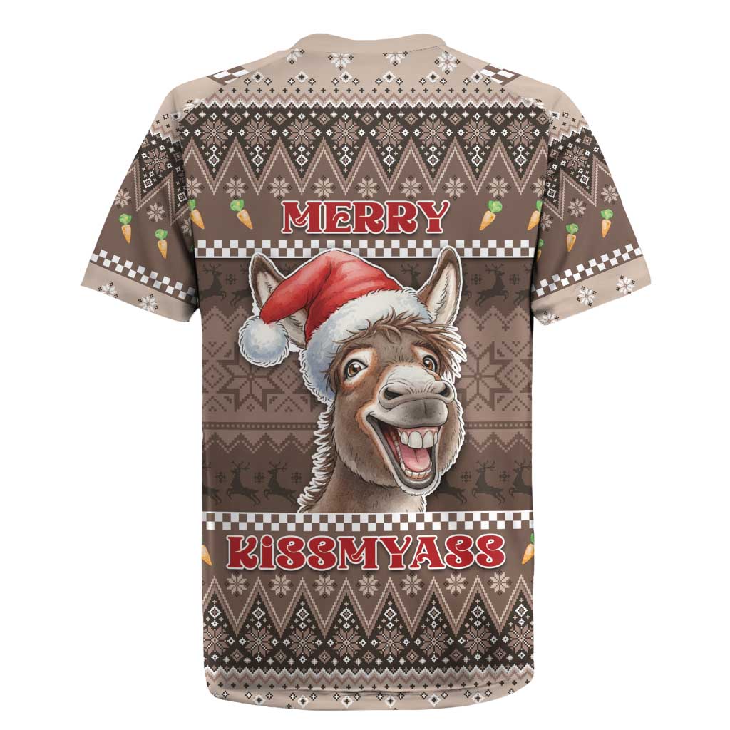 Donkey Christmas Rugby Jersey Merry Kiss My Ass - Wonder Print Shop
