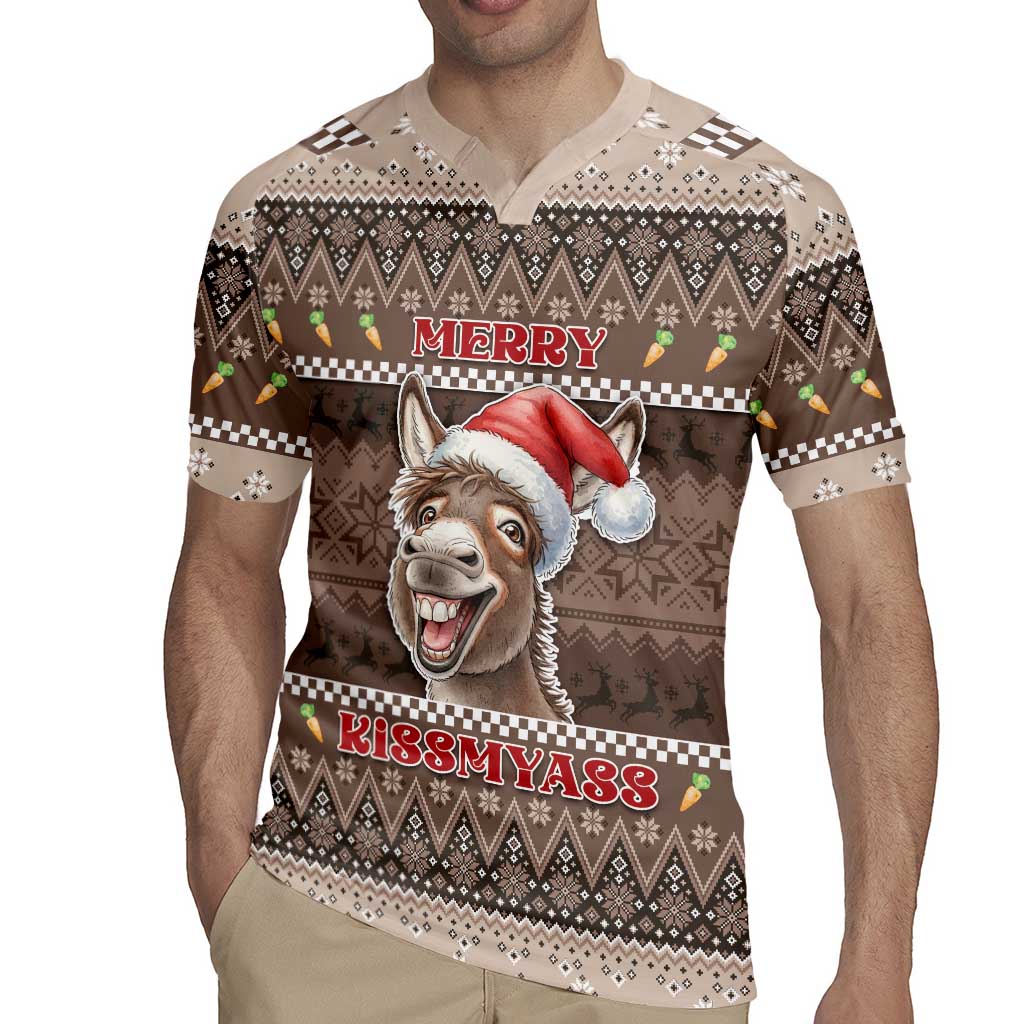Donkey Christmas Rugby Jersey Merry Kiss My Ass - Wonder Print Shop