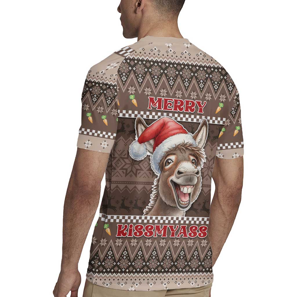 Donkey Christmas Rugby Jersey Merry Kiss My Ass - Wonder Print Shop