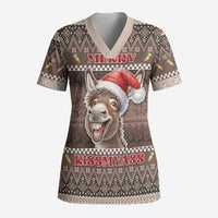 Donkey Christmas Scrub Top Merry Kiss My Ass - Wonder Print Shop