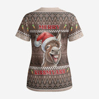 Donkey Christmas Scrub Top Merry Kiss My Ass - Wonder Print Shop