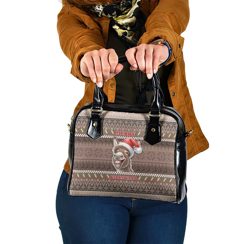 Donkey Christmas Shoulder Handbag Merry Kiss My Ass - Wonder Print Shop