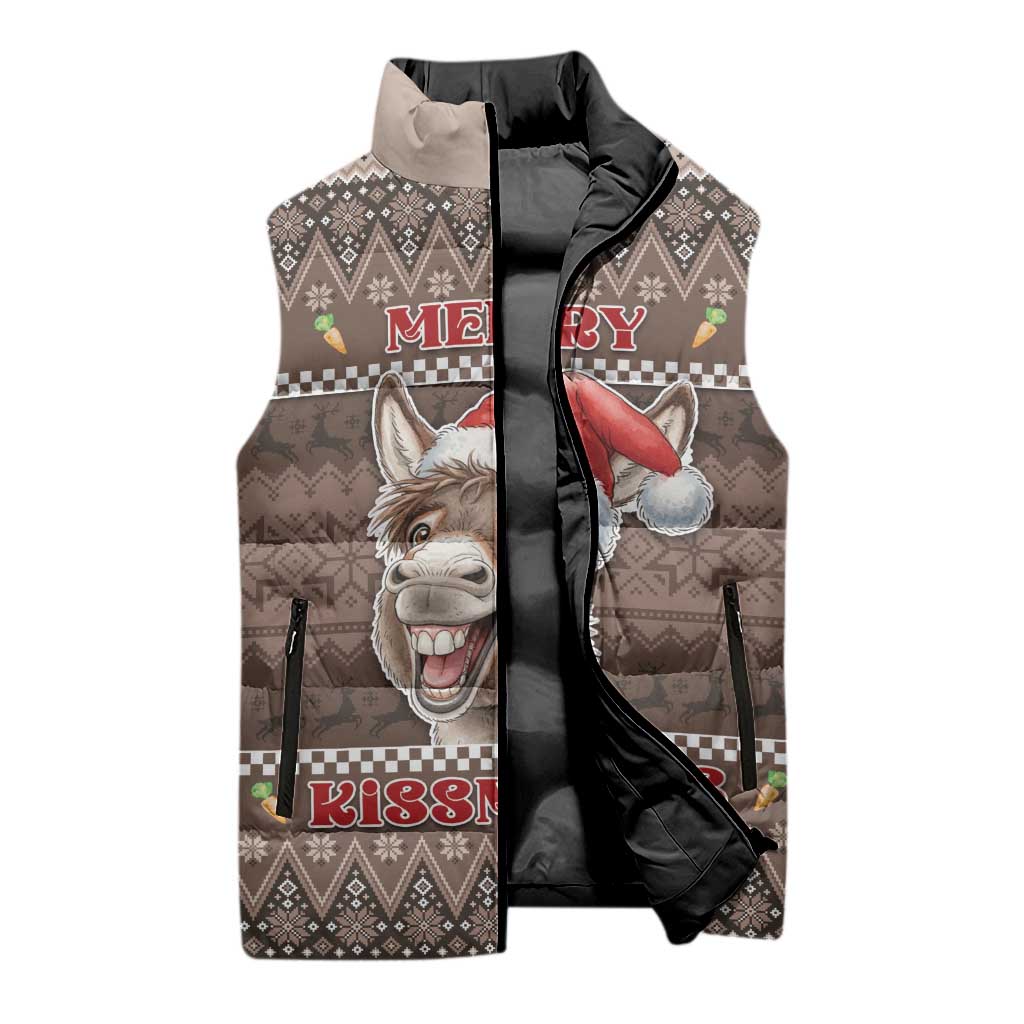 Donkey Christmas Sleeveless Puffer Jacket Merry Kiss My Ass - Wonder Print Shop