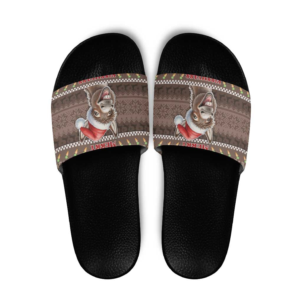 Donkey Christmas Slide Sandals Merry Kiss My Ass - Wonder Print Shop