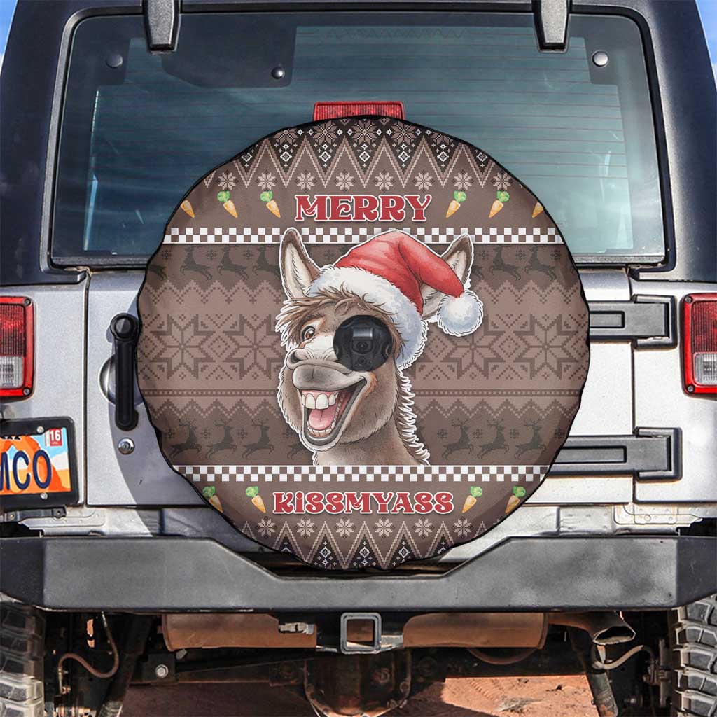 Donkey Christmas Spare Tire Cover Merry Kiss My Ass - Wonder Print Shop