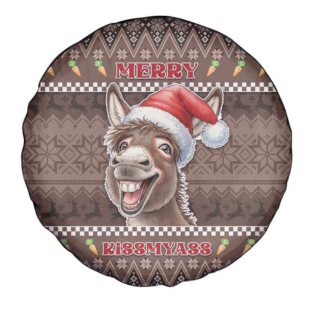 Donkey Christmas Spare Tire Cover Merry Kiss My Ass - Wonder Print Shop