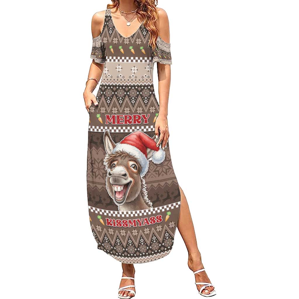 Donkey Christmas Summer Maxi Dress Merry Kiss My Ass - Wonder Print Shop