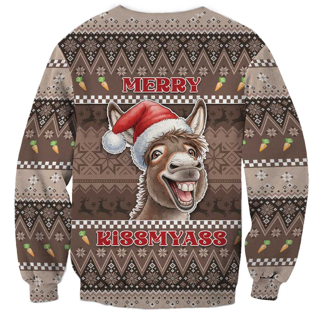 Donkey Christmas Sweatshirt Merry Kiss My Ass - Wonder Print Shop